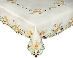 Obrus z haftem prostokąt kremowy OH-206-B