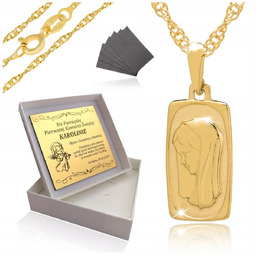 Złoty Łańcuszek Komunijny Medalik Matka Boska 925