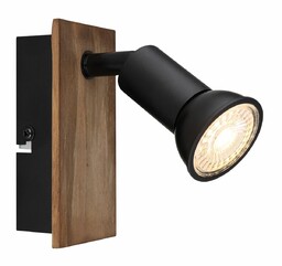 Globo Lampa ścienna Drew 57998-1W reflektorek drewniany czarny