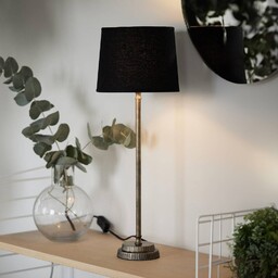 Lampa stołowa PR Home Kent, czarny/mosiądz, klosz stożkowy
