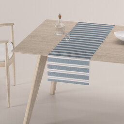 Bieżnik prostokątny, niebiesko-beżowe pasy, 40 x 130 cm,
