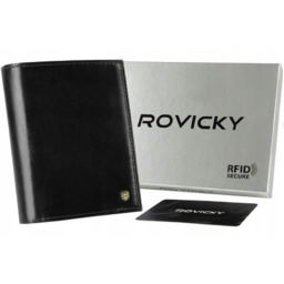 Skórzany portfel męski czarny Rovicky N62-RVT BLACK