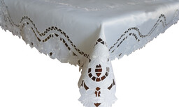 Obrus z haftem biały prostokąt OH-174-A