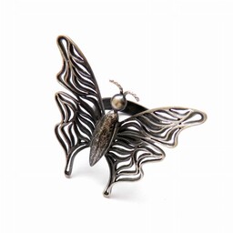 Pierścionek srebrny - Wesoły motyl szary