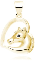 Pozłacany srebrny wisior wisiorek serce konik koń horse