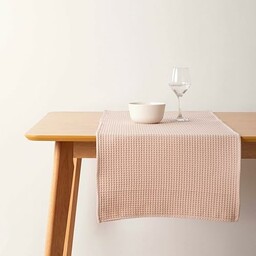 Muaré Waffle bieżnik stołowy jasnoróżowy 45 x 140
