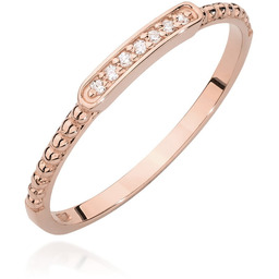 Złoty pierścionek z diamentami różowe złoto pr. 585