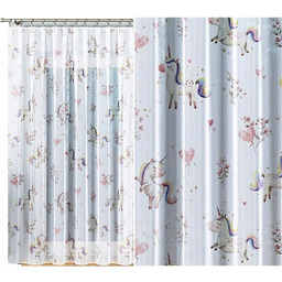 Słodkie Jednorożce Firanka z ołowianką Woal rozm. 300x157cm