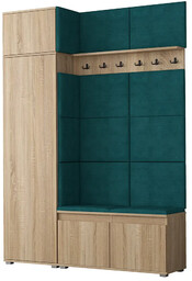 Elior Garderoba z welurowym panelem ściennym dąb sonoma