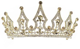KORONA diadem KRYSZTAŁY tiara ŚLUBNA złota ŚLUB