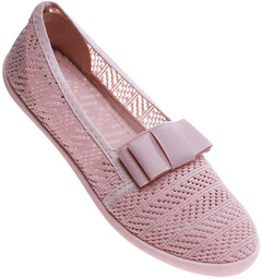 Beżowe ażurowe baleriny dziewczęce