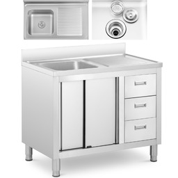 Zlew basen gastronomiczny jednokomorowy z szafką z drzwiami