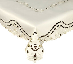 Obrus z haftem kremowy prostokąt OH-174-B