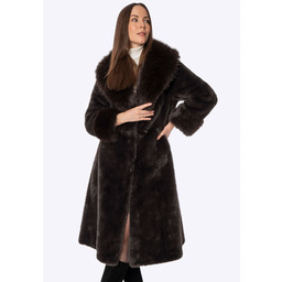 Damski płaszcz oversize ze sztucznego futra brązowy