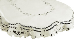 Obrus z haftem owal kremowy OH-174-B