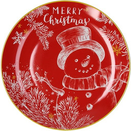 Tognana Snowman Talerz Panettone 31 cm, porcelana, czerwony