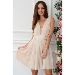 Sukienka tiulowa mini z koronką beżowa Vaneska