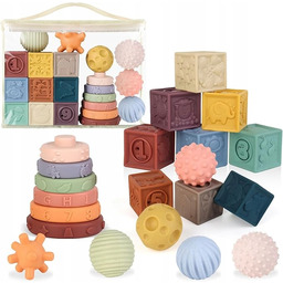 21X Miękkie Klocki Dla Niemowlaka Sensoryczne Zabawa Ząbkowanie