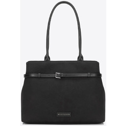 Damska shopperka z ozdobnym paskiem na froncie czarno