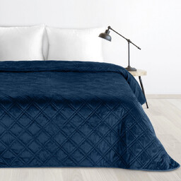 Narzuta welwetowa pikowana granatowa NPD-04