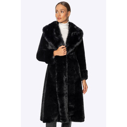 Damski płaszcz oversize ze sztucznego futra czarny