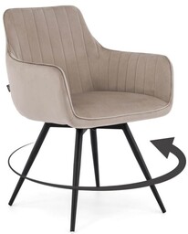 Krzesło obrotowe do jadalni DC-0084-2 Welur ciemny beżowy
