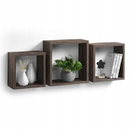 Półka Wisząca dekoracyjna Kostka Brąz ozdobna x3