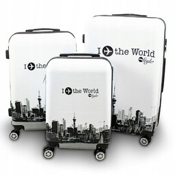 Walizki zestaw fly the world Białe 3 Walizki