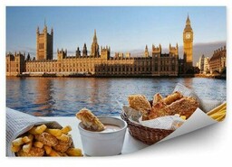 Big ben londyn jedzenie widok rzeka Fototapeta Big