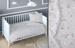 KARO Pościel bawełniana 140x200 króliki szara różowa dziecięca