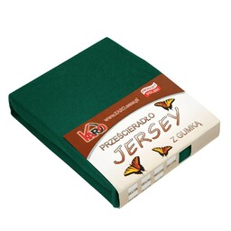 KARO Prześcieradło jersey z gumką 120x200 zielone butelkowe
