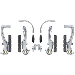 Szczęka hamulca V-brake aluminium srebrna przód + tył