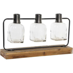 DKD Home Decor Wazon naturalny czarny metal kryształ