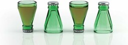 Kieliszki do wódki, zestaw 4-częściowy, zielony, ze szkła/metalu,