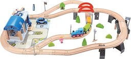 Bino world of toys Drewniana kolejka z mostkiem,