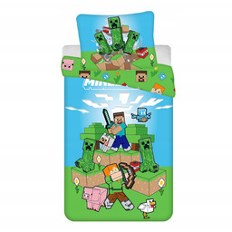 Minecraft Pościel Bawełniana 140x200 Creeper Steve Dla Dziecka