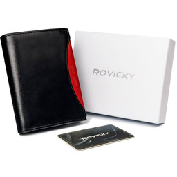 Portfel męski czarny z czerwoną wstawką Rovicky 1537-03-BOR-1225