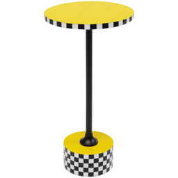 KARE Design Stolik Domero Checkers żółty 50 cm
