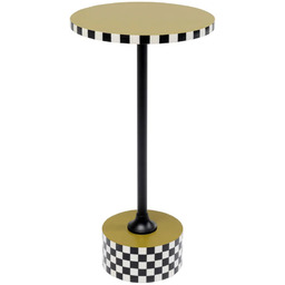 KARE Design Stolik Domero Checkers oliwkowy 50 cm