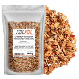 GRANOLA OWOCOWA Z TRUSKAWKĄ 1kg Naturalne płatki Bez