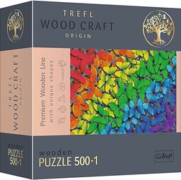 Trefl  Puzzle Drewniane, Tęczowe Motyle  500+1
