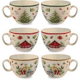H&h zestaw 9 filiżanek śniadaniowych xmas carol różne