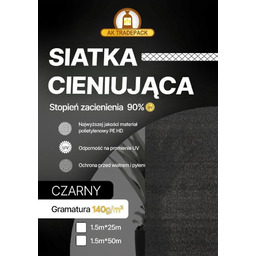 Siatka Cieniująca 90% Osłona 1,5x50m Czarna Maskująca