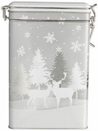 Altom Świąteczny pojemnik blaszany Silver Christmas tree, 12