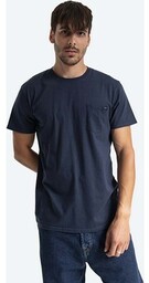 Edwin t-shirt bawełniany Pocket Ts kolor granatowy gładki