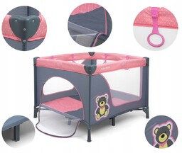 Kojec Dla Dzieci Pink Różowy Bear Miś Łóżeczko