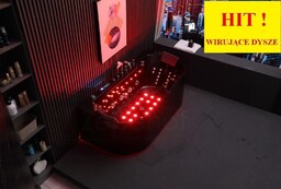 Czarna Wanna z hydromasażem EB-802 prostokątna 170cmx80cmx61cm DYSZE