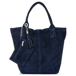 Shopperka granatowa skórzana T49