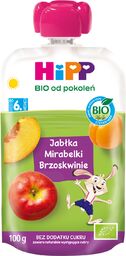 HiPP HiPPiS Mus owocowy Bio, jabłka, brzoskwinie, mirabelki,