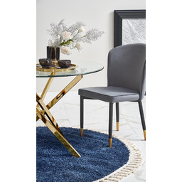 Stół okrągły transparentny / złoty mat / połysk